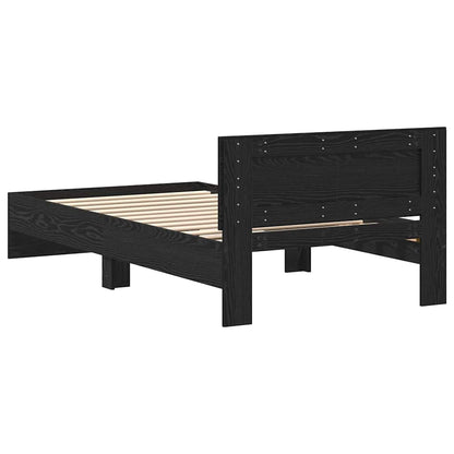 Bed Frame with Headboard Black Oak 100 x 200 cm Engineered wood