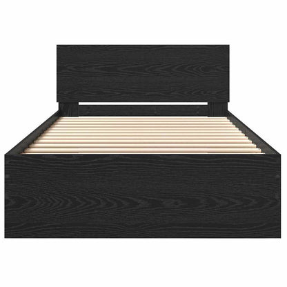 Bed Frame with Headboard Black Oak 100 x 200 cm Engineered wood