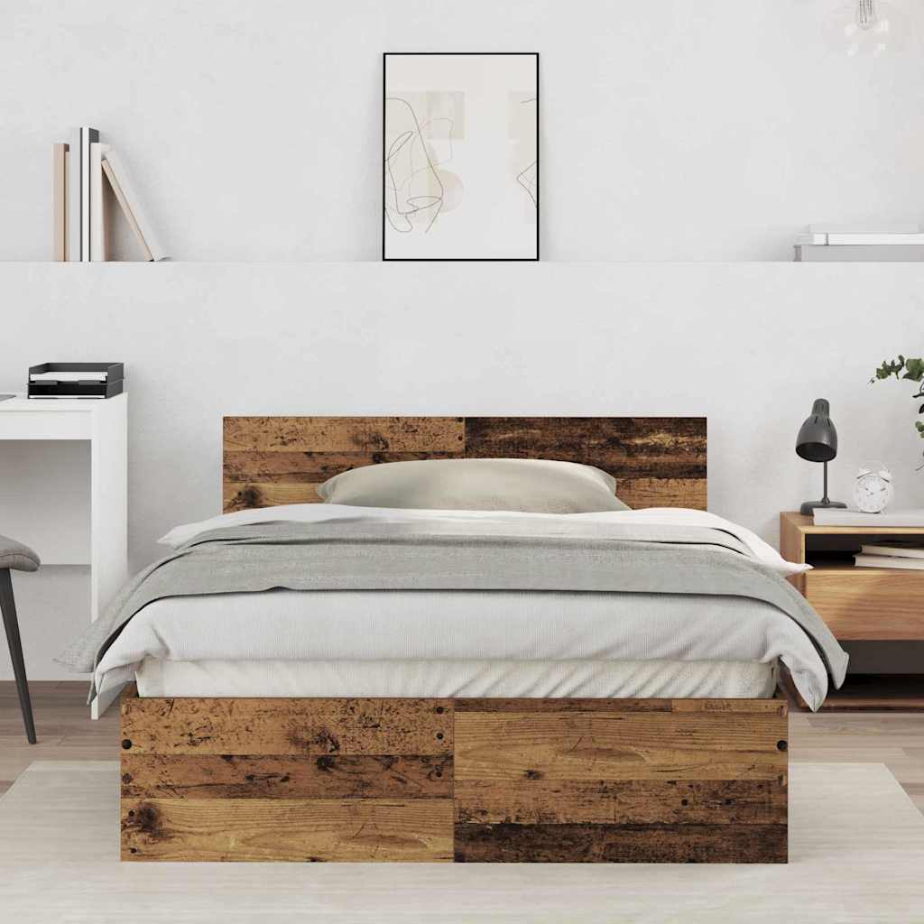 Bed Frame with Headboard Old Wood 120 x 190 cm Engineered wood