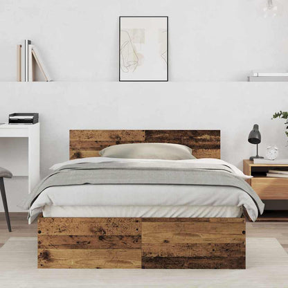 Bed Frame with Headboard Old Wood 120 x 190 cm Engineered wood