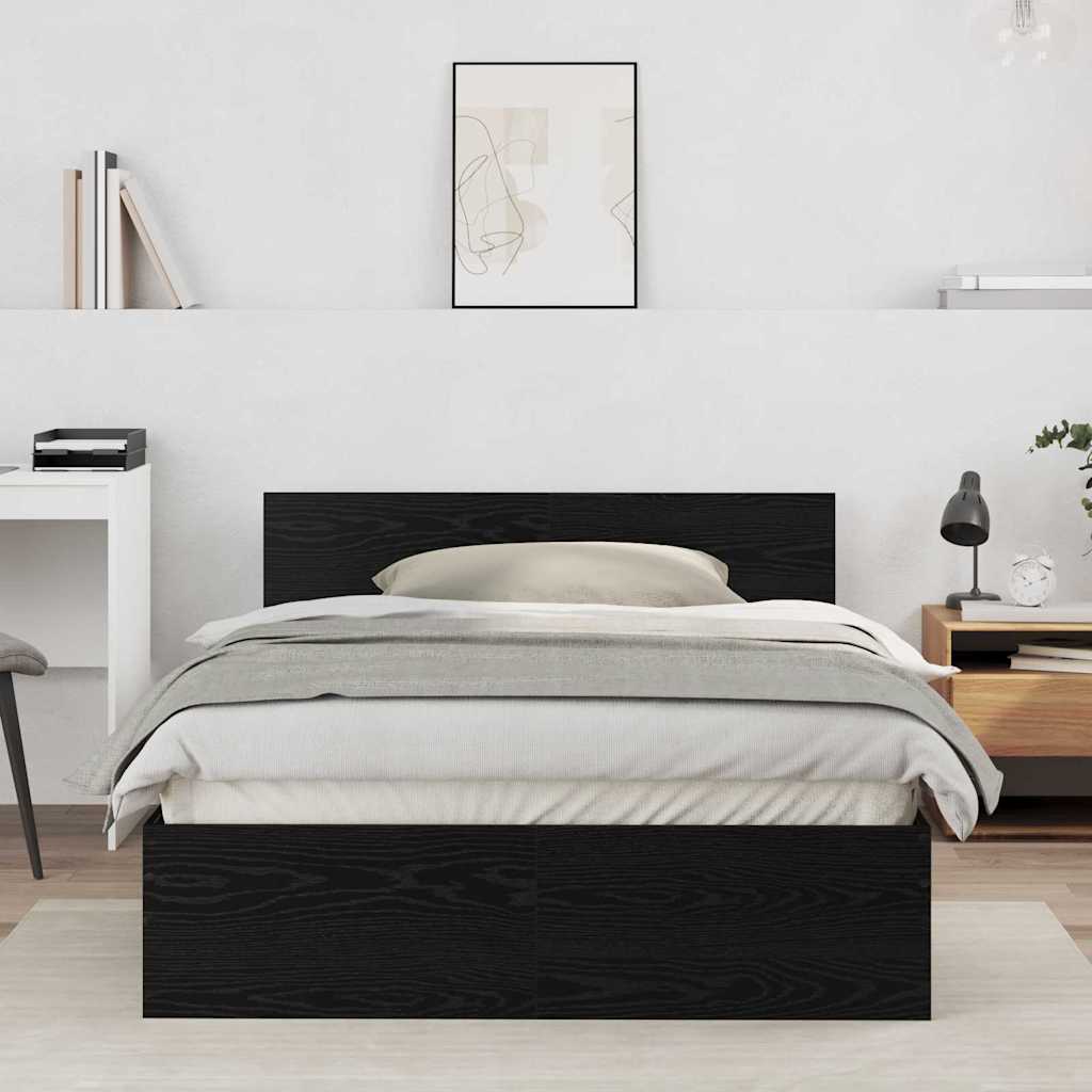 Bed Frame with Headboard Black Oak 120 x 190 cm Engineered wood