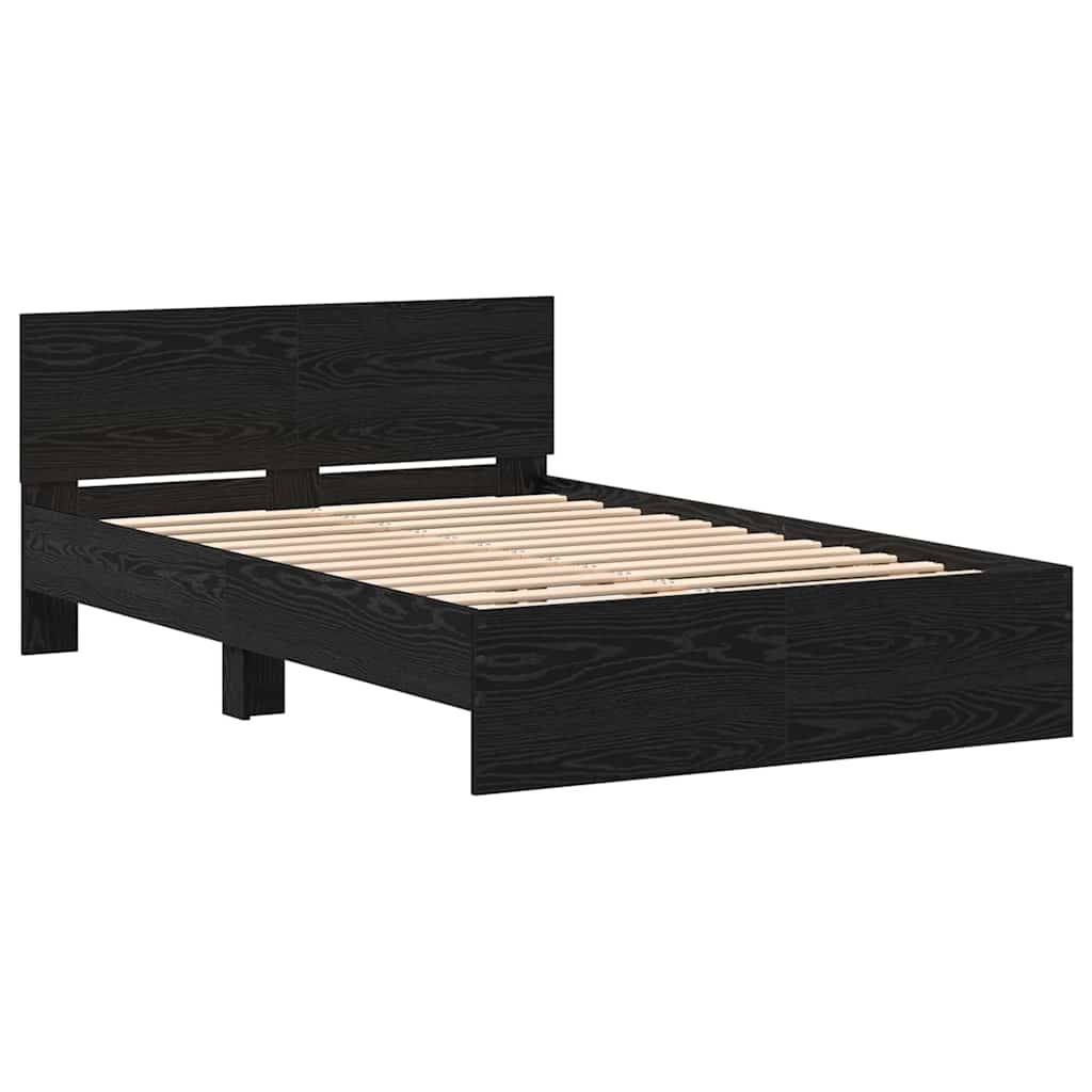 Bed Frame with Headboard Black Oak 120 x 190 cm Engineered wood