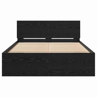 Bed Frame with Headboard Black Oak 120 x 190 cm Engineered wood