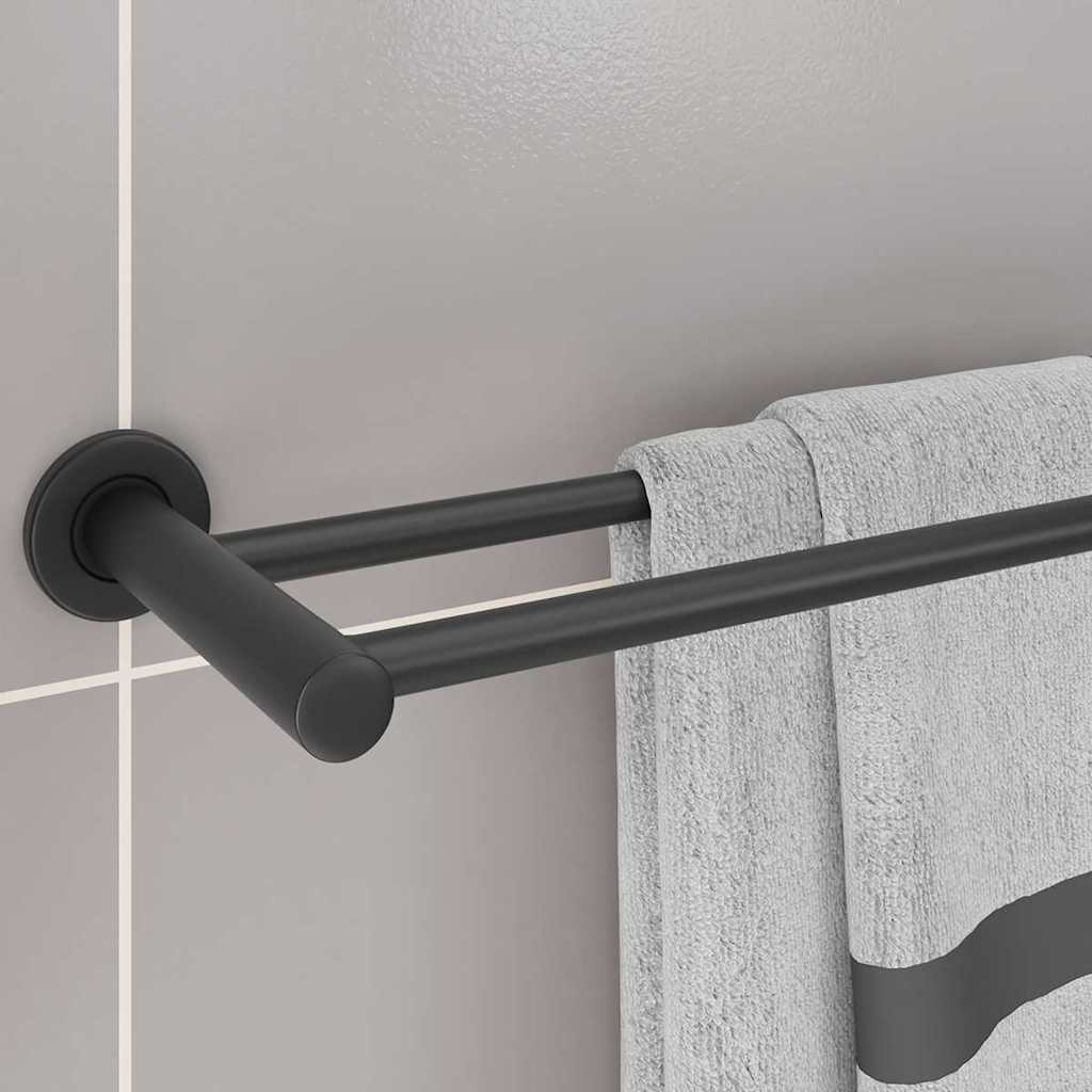 Towel Rack Black 61 x 14.5 x 5 cm Stainless steel