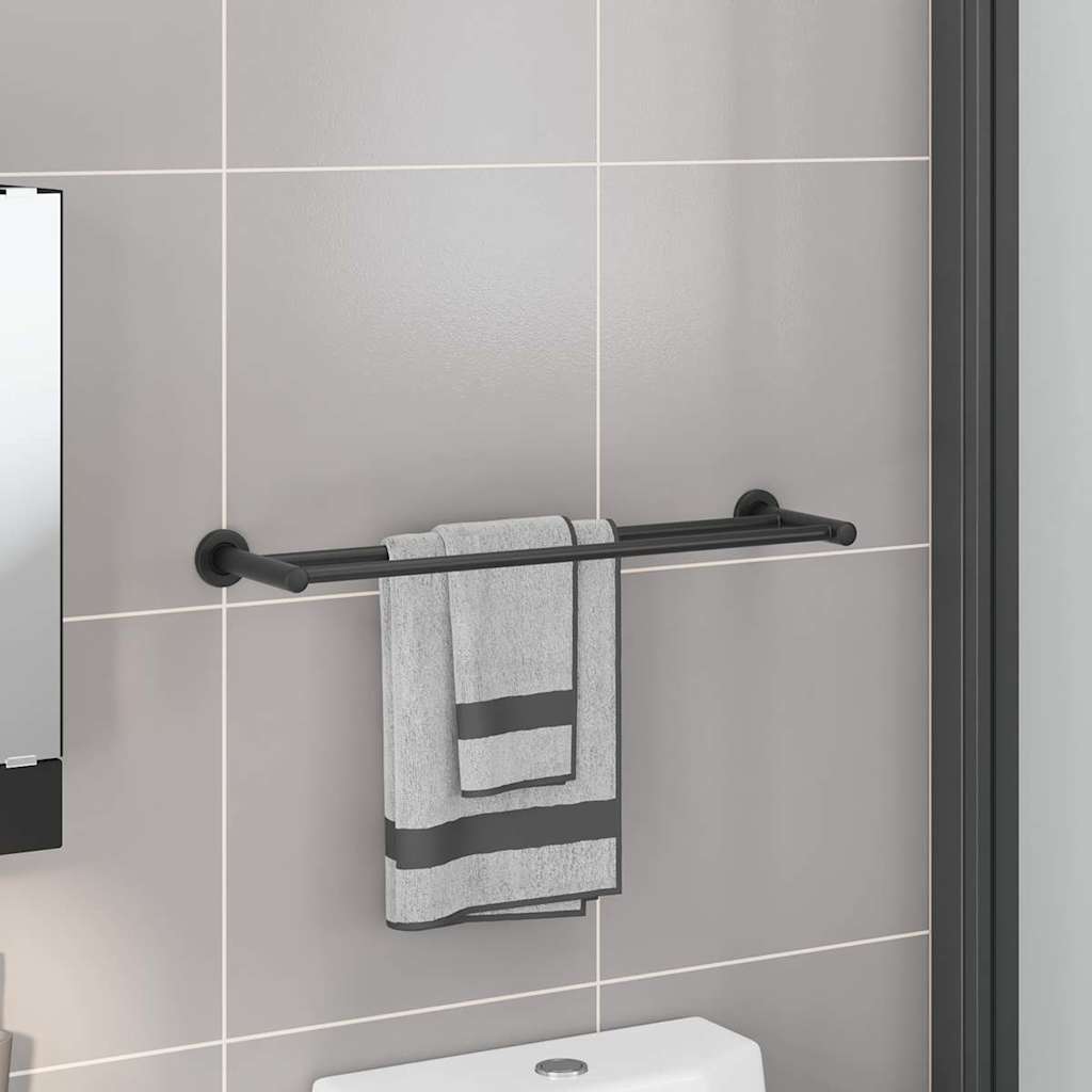 Towel Rack Black 61 x 14.5 x 5 cm Stainless steel