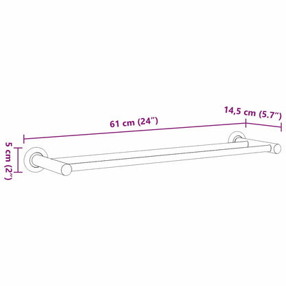 Towel Rack Black 61 x 14.5 x 5 cm Stainless steel