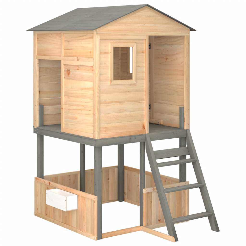 Outdoor Playset Dark Grey Solid Wood Fir