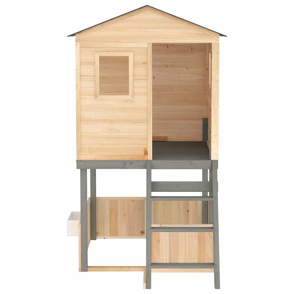 Outdoor Playset Dark Grey Solid Wood Fir