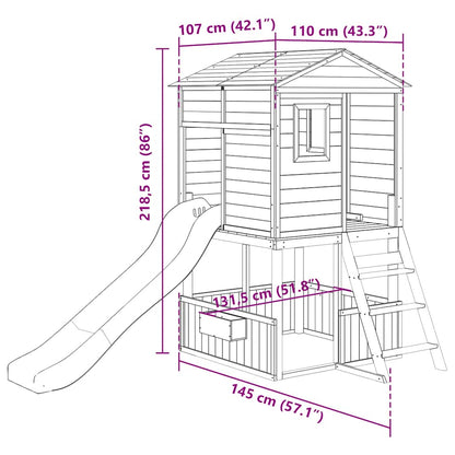 Outdoor Playset Dark Grey Solid Wood Fir
