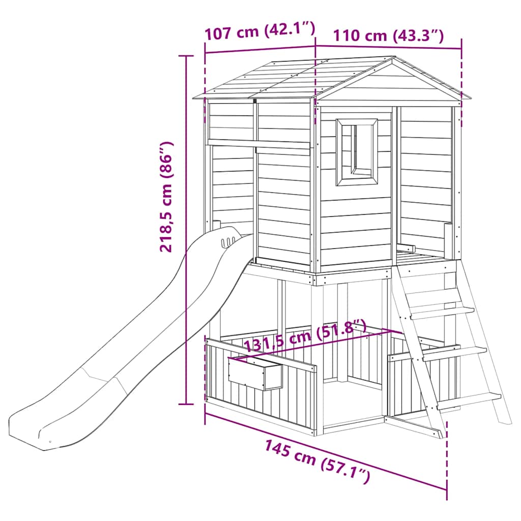 Outdoor Playset White and Blue Solid Wood Fir