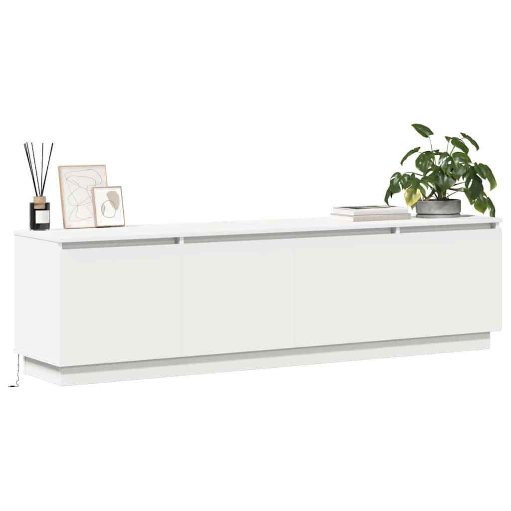 TV cabinet with LED White 180 x 38 x 49 cm Engineered Wood