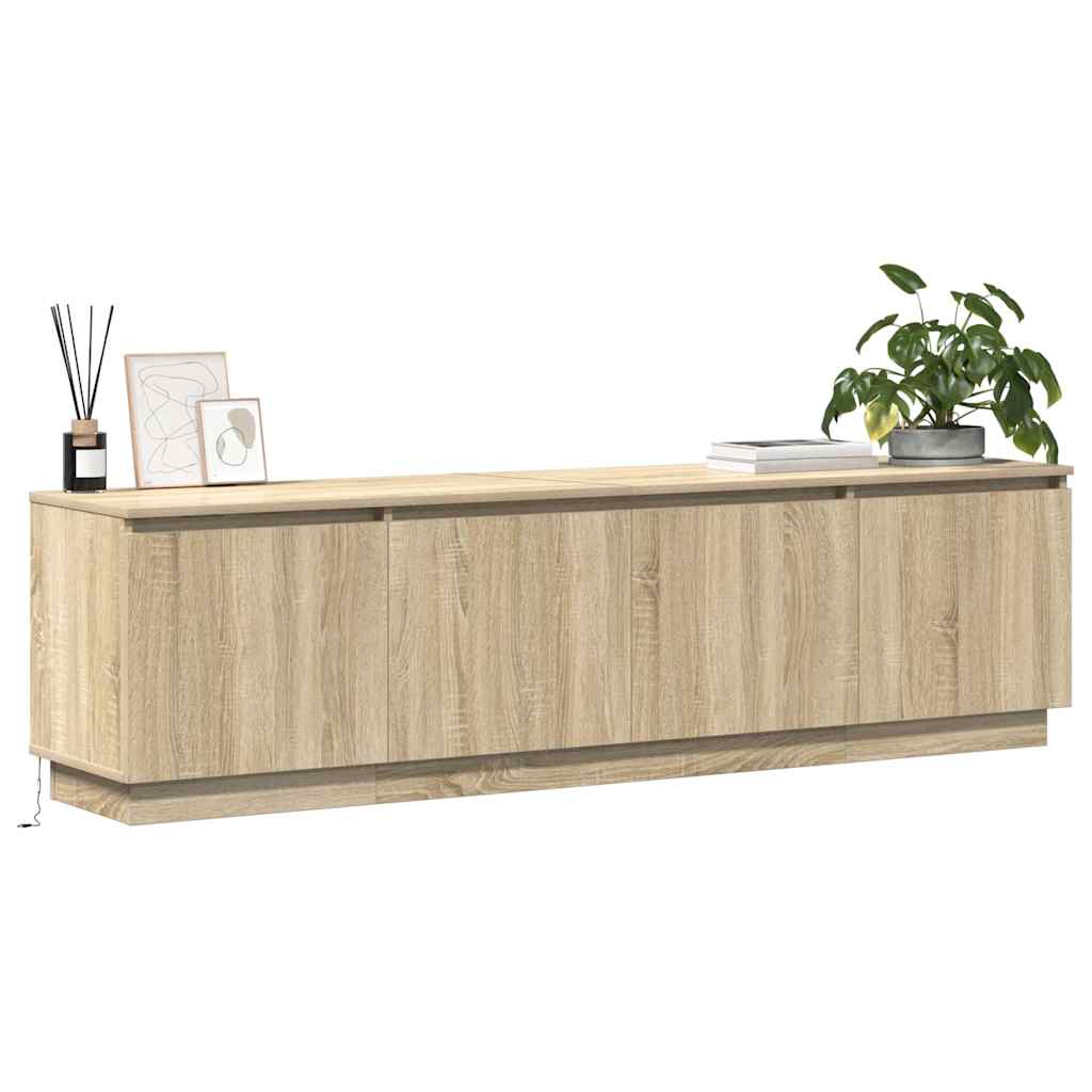 TV cabinet with LED Sonoma oak 180 x 38 x 49 cm Engineered Wood