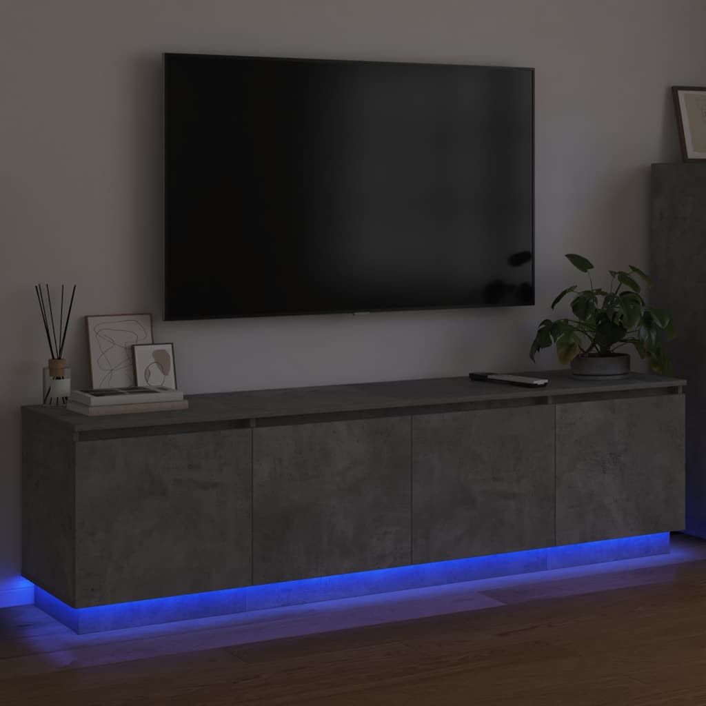 TV cabinet with LED Concrete grey 180 x 38 x 49 cm