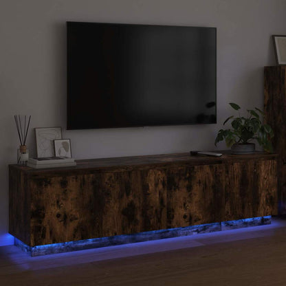 TV cabinet with LED Smoked oak 180 x 38 x 49 cm Engineered Wood
