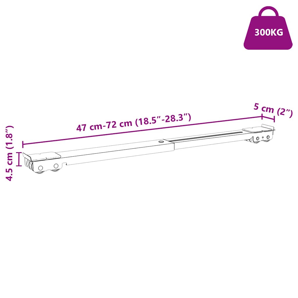 Washing Machine Base Manual 2 pcs Black 72 x 5 x 4.5 cm Steel