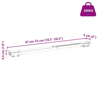 Washing Machine Base Manual 2 pcs Silver 72 x 5 x 4.5 cm Steel