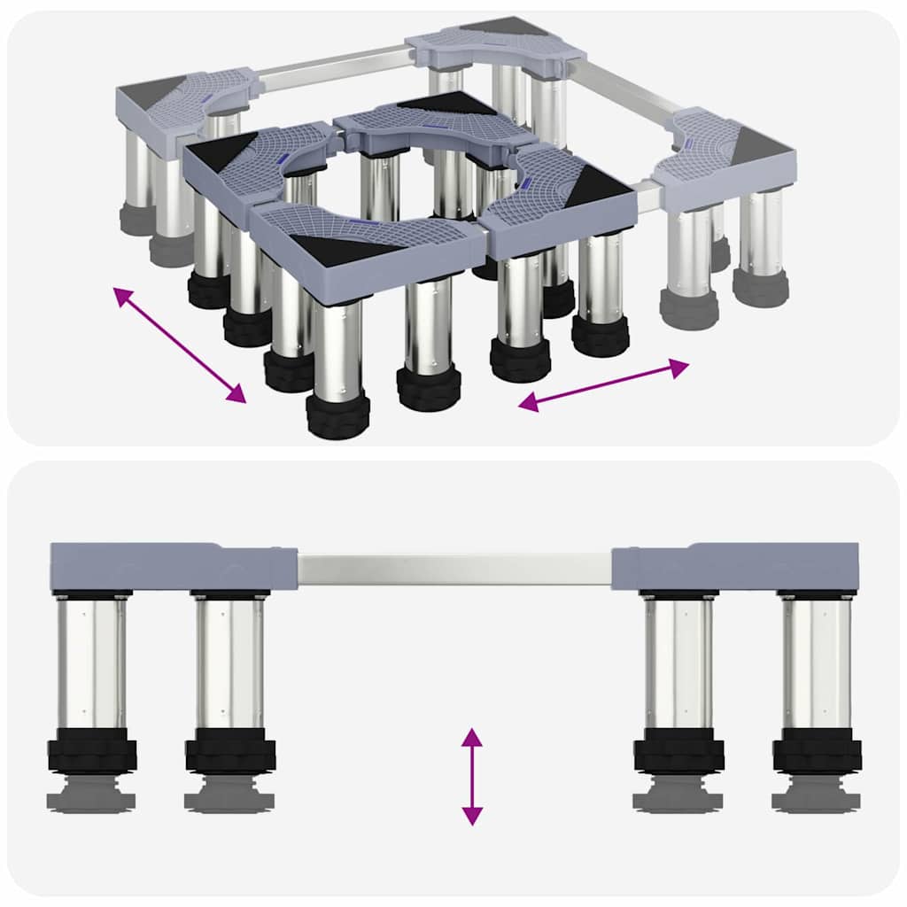 Washing Machine Base Manual Grey 67 x 67 x 21.5 cm Metal