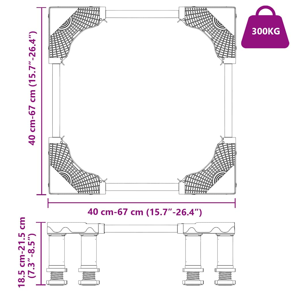 Washing Machine Base Manual Grey 67 x 67 x 21.5 cm Metal