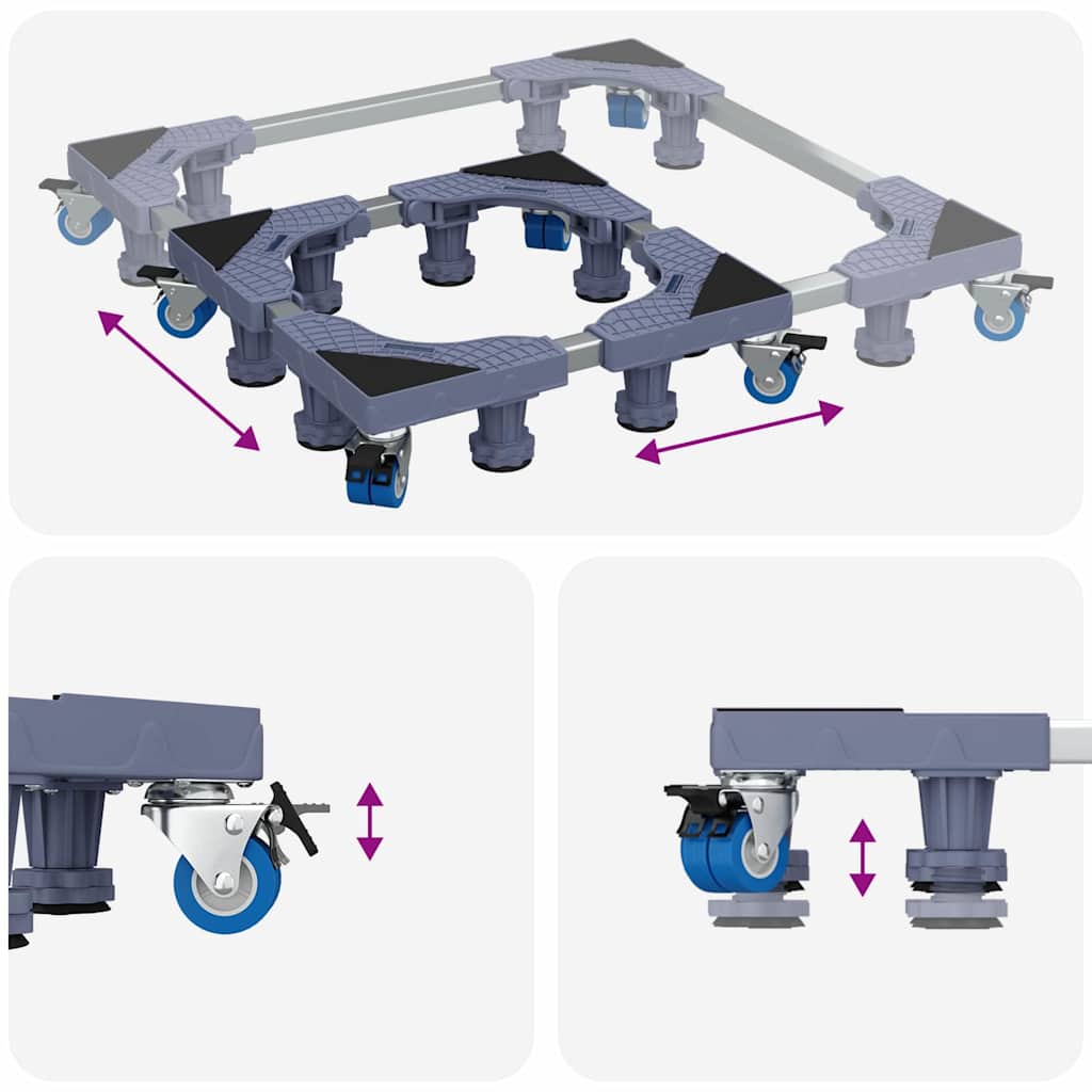 Washing Machine Base Manual Grey 66 x 66 x 12 cm Metal