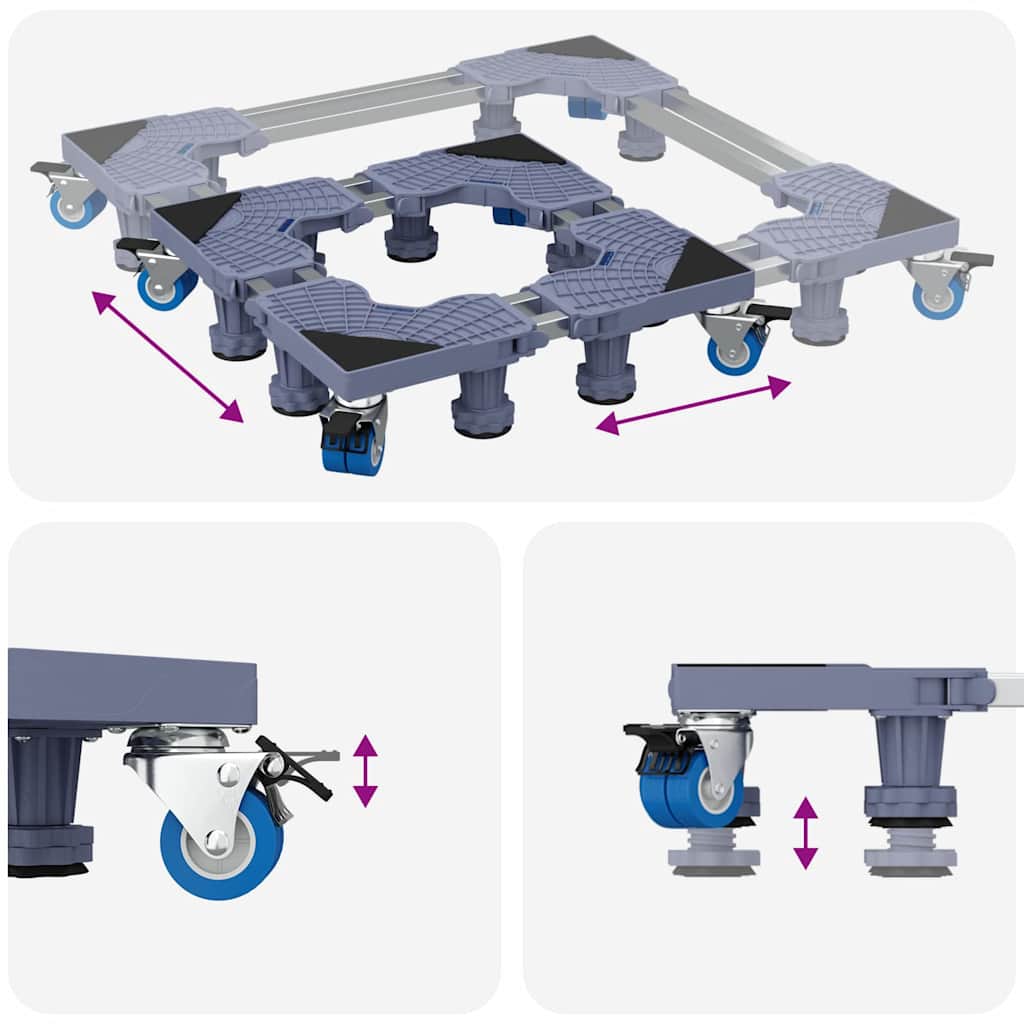 Washing Machine Base Manual Grey 67 x 67 x 12 cm Metal