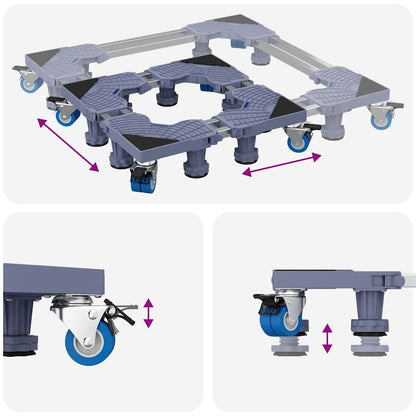 Washing Machine Base Manual Grey 67 x 67 x 12 cm Metal