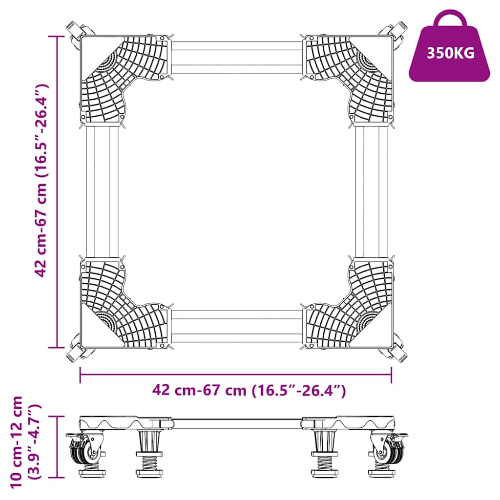 Washing Machine Base Manual Grey 67 x 67 x 12 cm Metal
