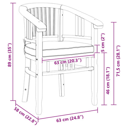 Garden Chairs 2 pcs Brown 63 x 58 x 89 cm Solid teak wood