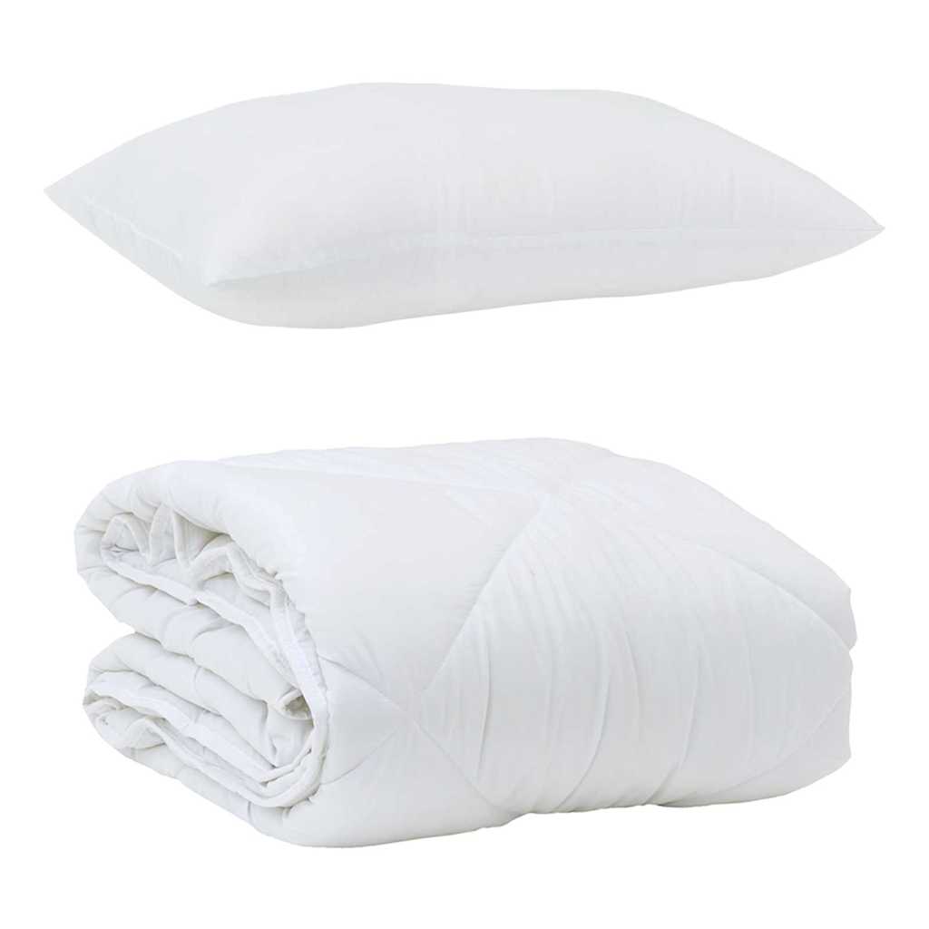 Summer Duvet with Pillow 2 pcs White Microfiber
