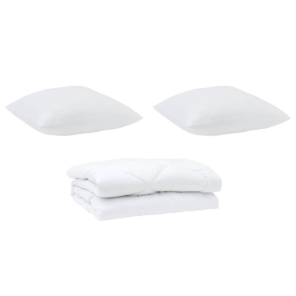 Duvet with Pillow 3 pcs White Microfibre