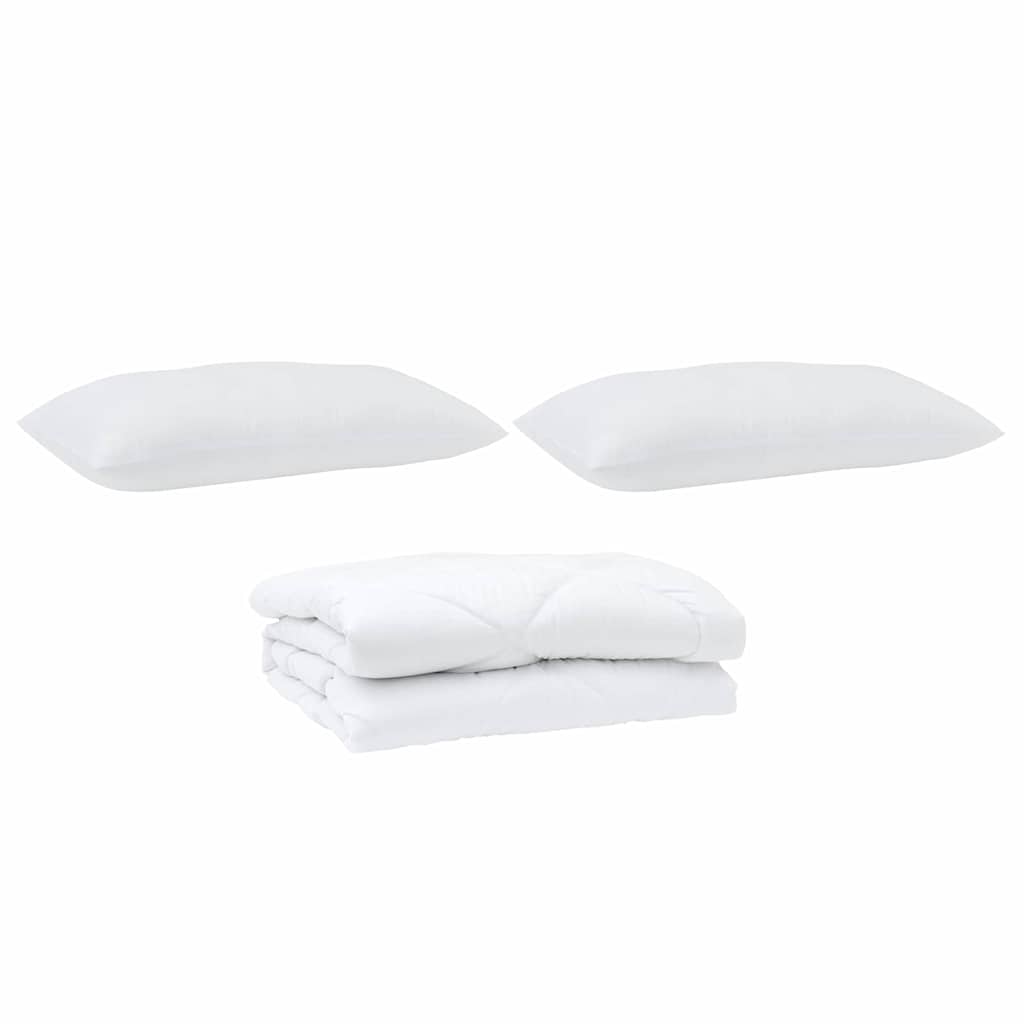 Duvet with Pillow 3 pcs White Microfibre