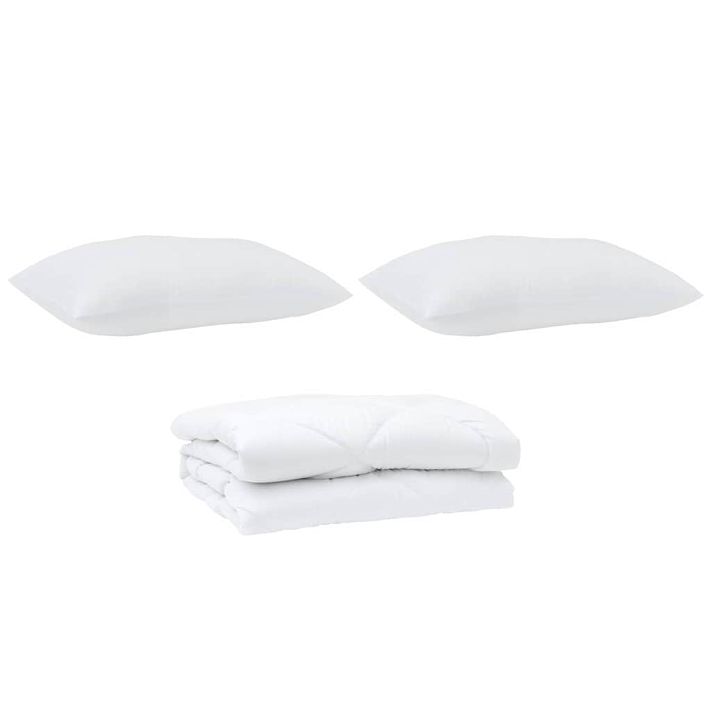 Duvet with Pillow 3 pcs White Microfibre