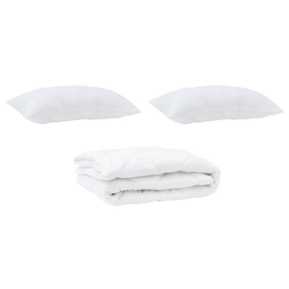 Duvet with Pillow 3 pcs White Microfibre