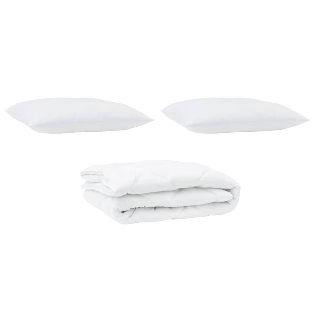 Duvet with Pillow 3 pcs White Microfibre