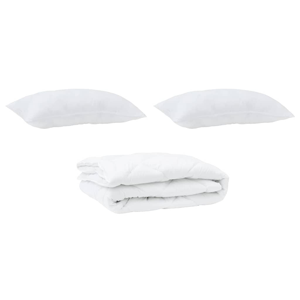 Duvet with Pillow 3 pcs White Microfibre