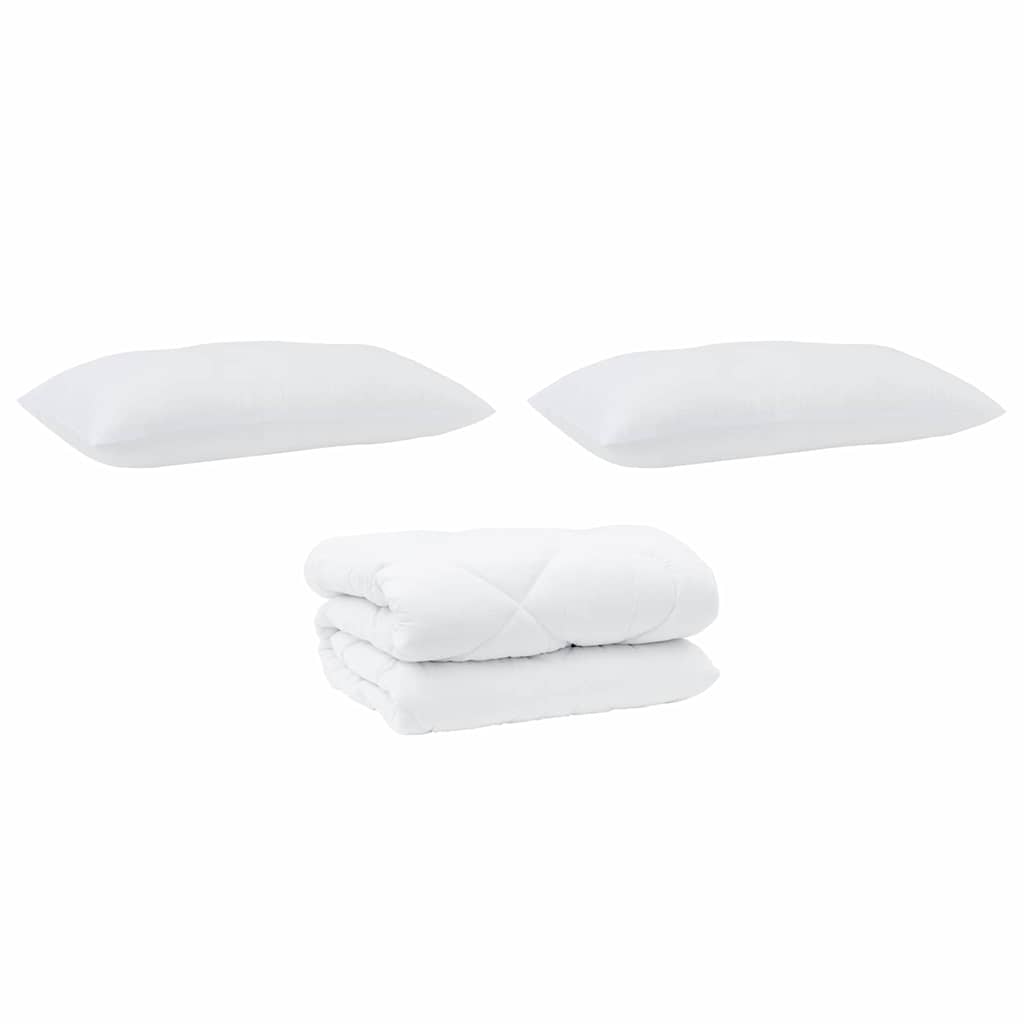 Duvet with Pillows 3 pcs White Microfiber and Down Feather
