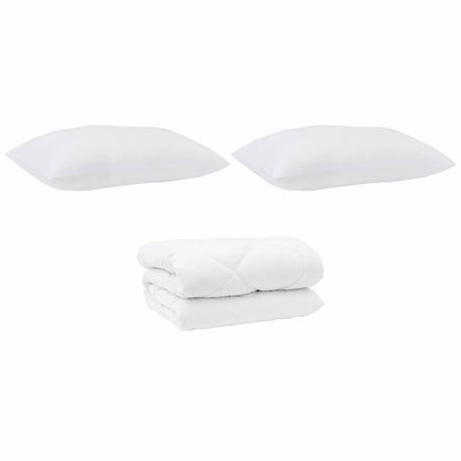 Duvet with Pillows 3 pcs White Microfiber and Down Feather