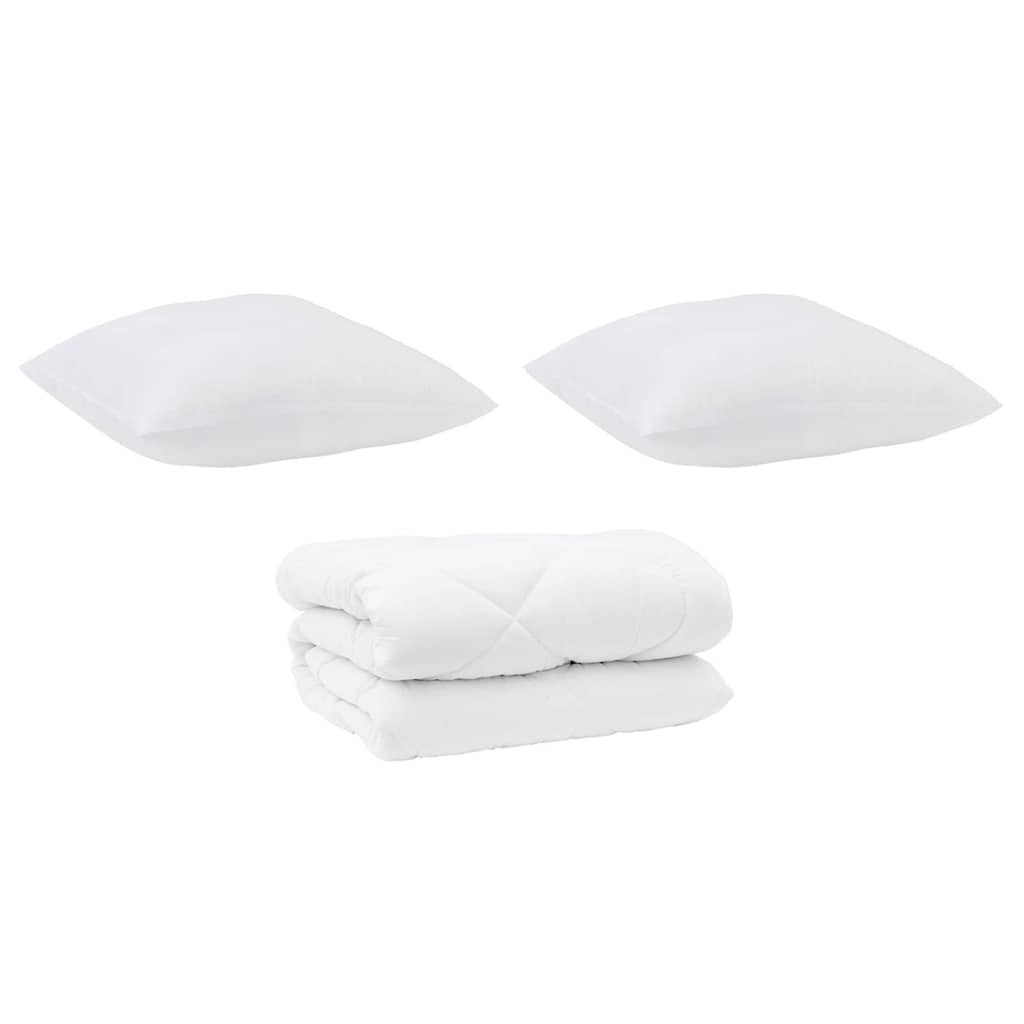 Duvet with Pillows 3 pcs White Microfiber and Down Feather