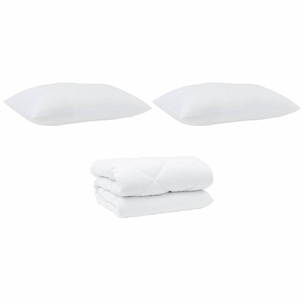 Duvet with Pillows 3 pcs White Microfiber and Down Feather