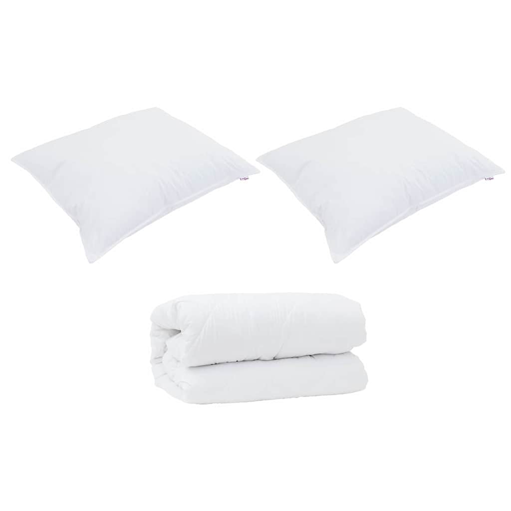 Duvet with Pillows 3 pcs White Microfiber and Down Feather
