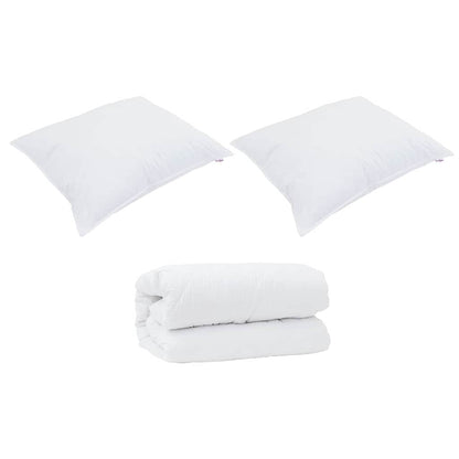Duvet with Pillows 3 pcs White Microfiber and Down Feather