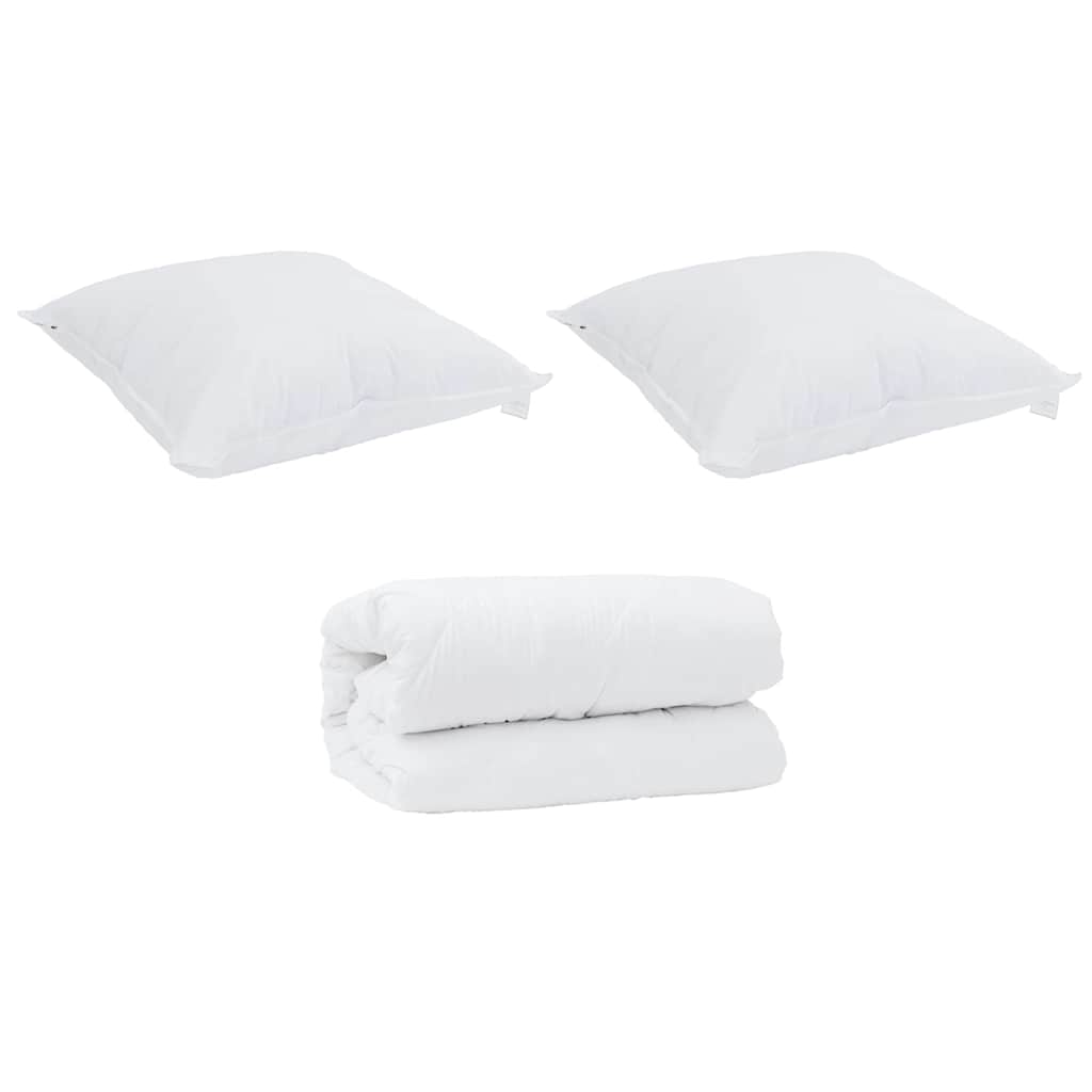 Duvet with Pillows 3 pcs White Microfiber and Down Feather