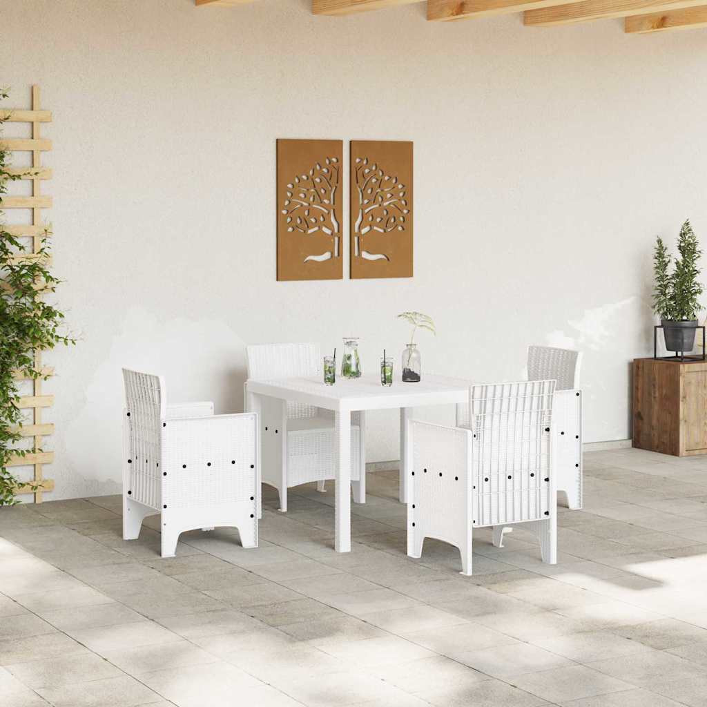 Garden Dining Table White 100 x 100 x 73 cm Poly Rattan