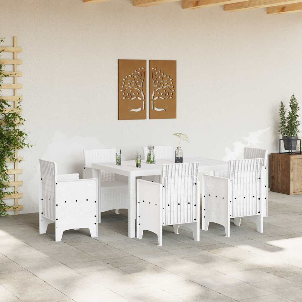 Garden Dining Table White 150 x 100 x 73 cm Poly Rattan
