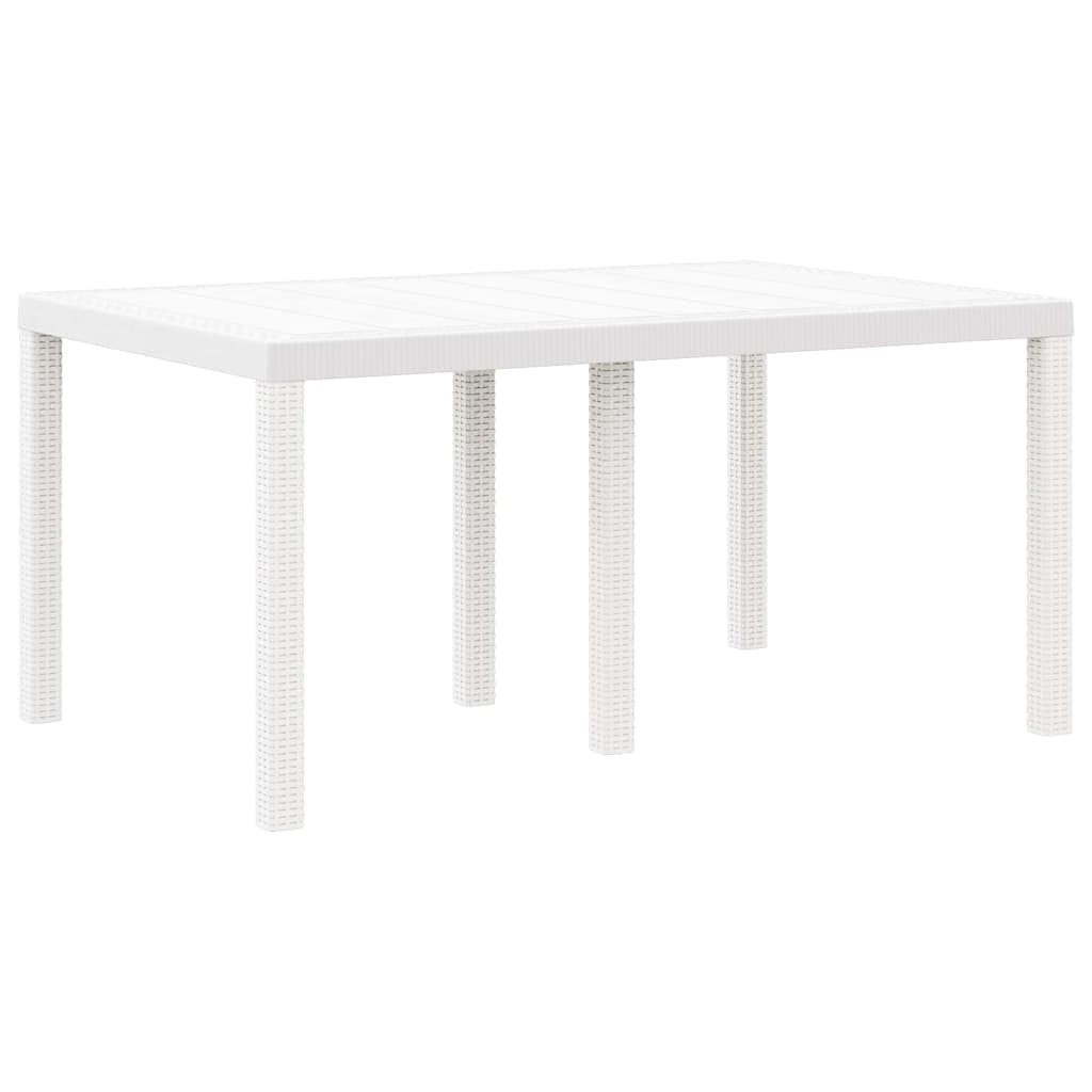 Garden Dining Table White 150 x 100 x 73 cm Poly Rattan