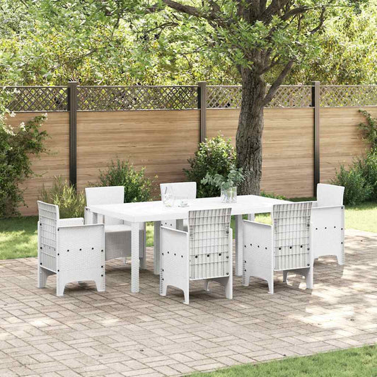Garden Dining Table White 200 x 100 x 73 cm Poly Rattan