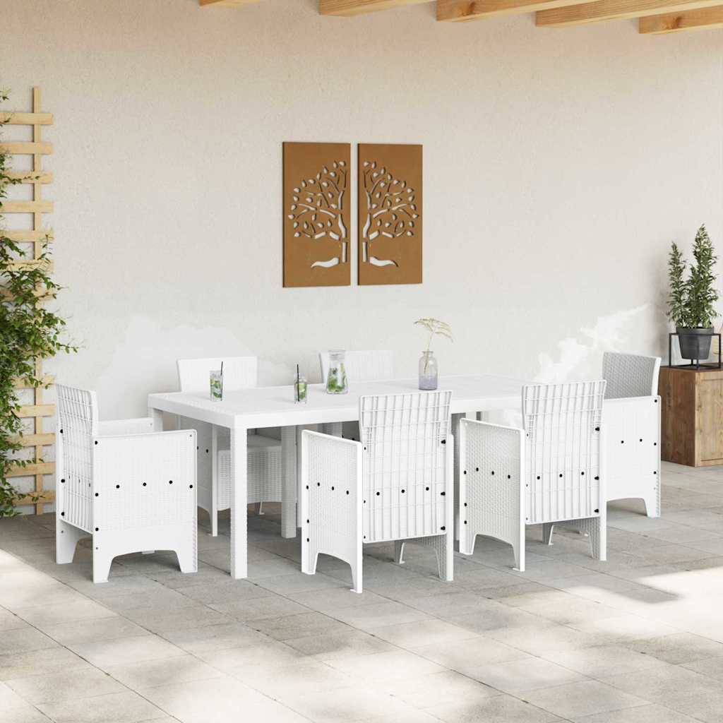Garden Dining Table White 200 x 100 x 73 cm Poly Rattan
