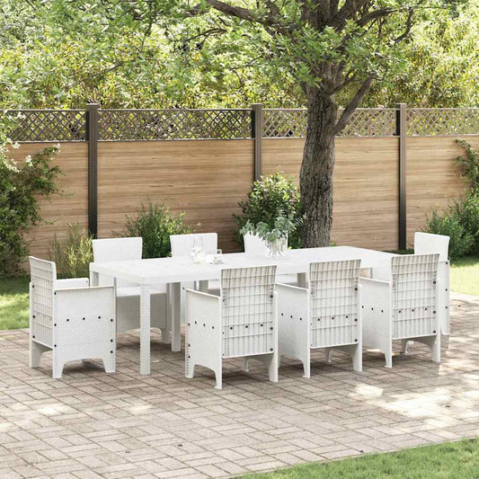 Garden Dining Table White 250 x 100 x 73 cm Poly Rattan