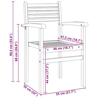 Garden Stacking Chairs 4 pcs Brown 55.5 x 55.5 x 90 cm