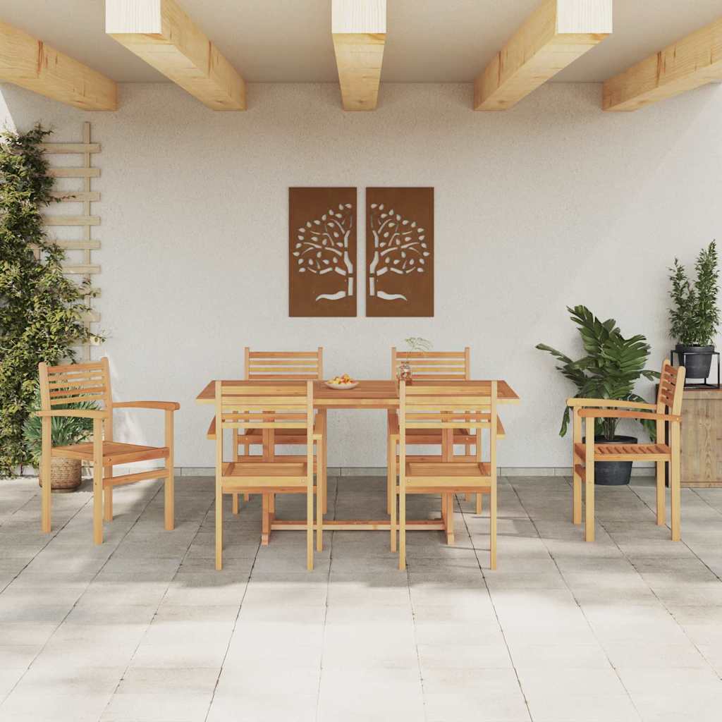 Garden Stacking Chairs 6 pcs Brown 55.5 x 55.5 x 90 cm