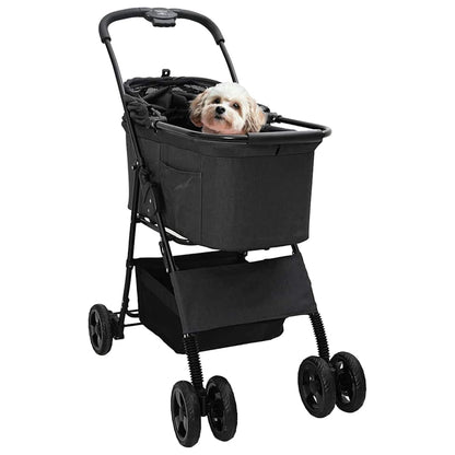 Folding Pet Stroller Black 81 x 47 x 99 cm 600D Oxford fabric